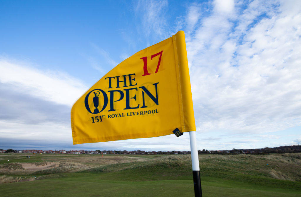 The 17th pin flag at Royal Liverpool Golf Club in Hoylake